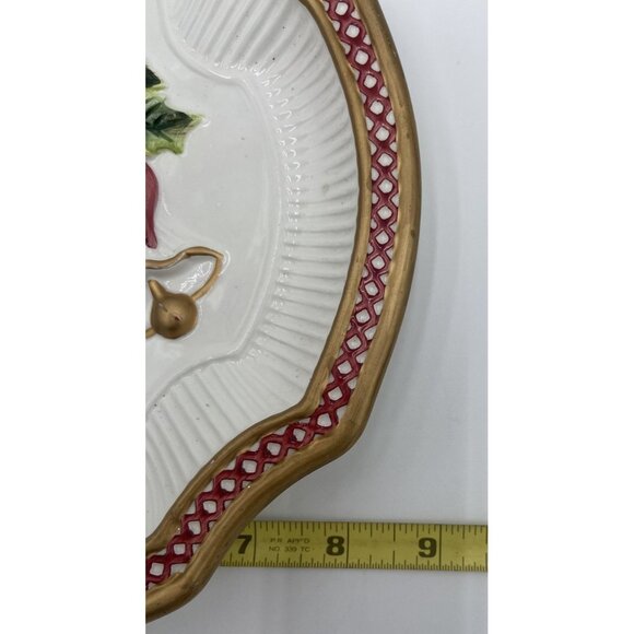 Fitz and Floyd Christmas "Jingle Bells" Cookie Plate Platter Candy Tray Vintage - Picture 6 of 7